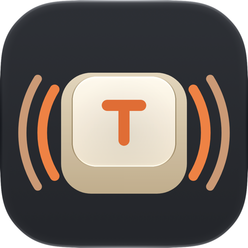 Thock It app icon: a cream keycap with an orange T and sound waves